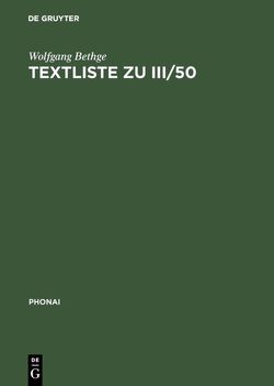 Textliste zu III/50 von Bethge,  Wolfgang