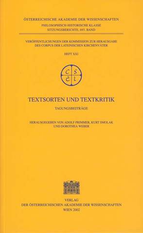 Textsorten und Textkritik von Primmer,  Adolf, Smolak,  Kurt, Weber,  Dorothea