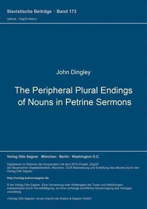The Peripheral Plural Endings of Nouns in Petrine Sermons von Dingley,  John