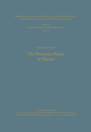 The Ptolemaic Papyri of Homer von West,  Stephanie