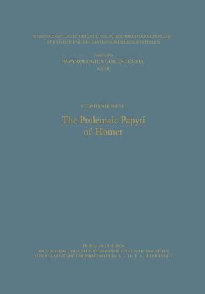 The Ptolemaic Papyri of Homer von West,  Stephanie