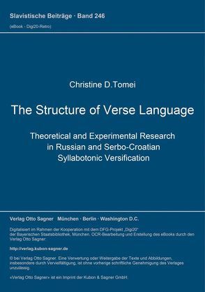 The Structure of Verse Language von Tomei,  Christine D.