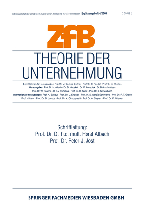 Theorie der Unternehmung von Albach,  Horst, Jost,  Peter-J.