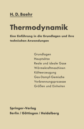 Thermodynamik von Baehr,  Hans Dieter