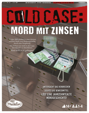 ThinkFun – 76486 – Cold Case: Mord mit Zinsen. Der Krimi im eigenen Heim. Wer findet den Mörder? Ein Rätsel-Spiel für Einen oder in der Gruppe ab 14 Jahren