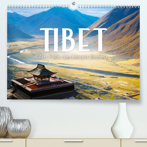 Tibet – Am Fuße des Mount Everest. (hochwertiger Premium Wandkalender 2024 DIN A2 quer), Kunstdruck in Hochglanz von Monkey,  Happy