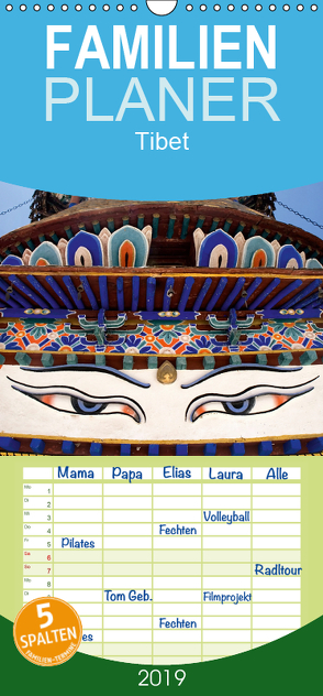Tibet – Familienplaner hoch (Wandkalender 2019 , 21 cm x 45 cm, hoch) von ledieS,  Katja