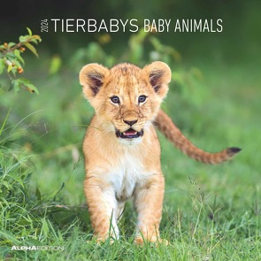 Tierbabys 2024 – Broschürenkalender 30×30 cm (30×60 geöffnet) – Kalender mit Platz für Notizen – Baby Animals – Bildkalender – Wandplaner – Alpha Edition