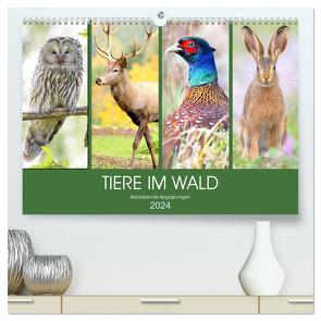 Tiere im Wald. Bezaubernde Begegnungen (hochwertiger Premium Wandkalender 2024 DIN A2 quer), Kunstdruck in Hochglanz von Hurley,  Rose