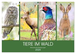 Tiere im Wald. Bezaubernde Begegnungen (Tischkalender 2024 DIN A5 quer), CALVENDO Monatskalender von Hurley,  Rose