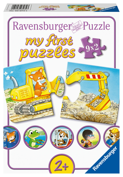 Ravensburger Kinderpuzzle – 03074 Tierische Baustelle – Schaumstoff-Puzzle mit 9×2 Teilen, My first puzzle für Kinder ab 10 Monaten