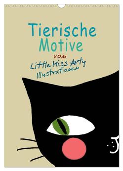 Tierische Motive von Little Miss Arty Illustrationen (Wandkalender 2024 DIN A3 hoch), CALVENDO Monatskalender von mertens-eckhardt,  juliane