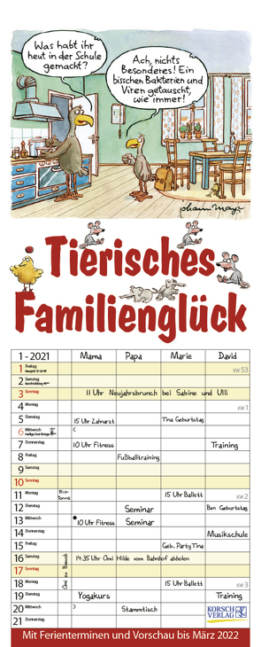 Tierisches Familienglück 2021 von Korsch Verlag, Mayr,  Johann