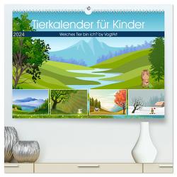 Tierkalender für Kinder (hochwertiger Premium Wandkalender 2024 DIN A2 quer), Kunstdruck in Hochglanz von VogtArt,  VogtArt