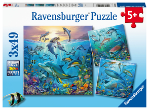 Ravensburger Kinderpuzzle – 05149 Tierwelt des Ozeans – Puzzle für Kinder ab 5 Jahren, mit 3×49 Teilen