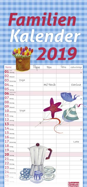 times&more Schaffner Familienplaner – Kalender 2019 von Heye, Schaffner,  Maren