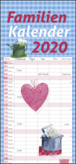 times&more Schaffner Familienplaner Kalender 2020 von Heye, Schaffner,  Maren