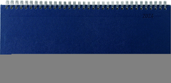 Tisch-Querkalender Balacron blau 2024 – Büro-Planer 29,7×13,5 cm – mit Registerschnitt – Tisch-Kalender – verlängerte Rückwand – 1 Woche 2 Seiten