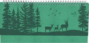 Tisch-Querkalender Nature Line Forest 2024 – Tisch-Kalender – Büro-Kalender quer 29,7×13,5 cm – 1 Woche 2 Seiten – Umwelt-Kalender – mit Hardcover