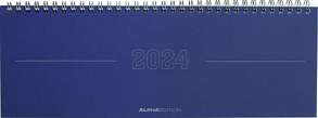 Tisch-Querkalender Papyrus Blau 2024 – Büro-Planer 29,7×10,5 cm – Tisch-Kalender – 1 Woche 2 Seiten – Ringbindung – Alpha Edition