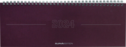 Tisch-Querkalender Papyrus Rot 2024 – Büro-Planer 29,7×10,5 cm – Tisch-Kalender – 1 Woche 2 Seiten – Ringbindung – Alpha Edition