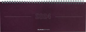 Tisch-Querkalender Papyrus Rot 2024 – Büro-Planer 29,7×10,5 cm – Tisch-Kalender – 1 Woche 2 Seiten – Ringbindung – Alpha Edition