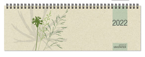 Tischquerkalender Graspapier 2022 – 32×10,5 cm – 1 Woche auf 2 Seiten – nachhaltiger Bürokalender – Stundeneinteilung 8 – 20 Uhr – 159-0640