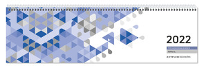 Tischquerkalender Perfo XL blau 2022 – 36,2×10,6 cm – 1 Woche auf 2 Seiten – Stundeneinteilung 7 – 20 Uhr – jeder Tag einzeln abtrennbar – 136-0015
