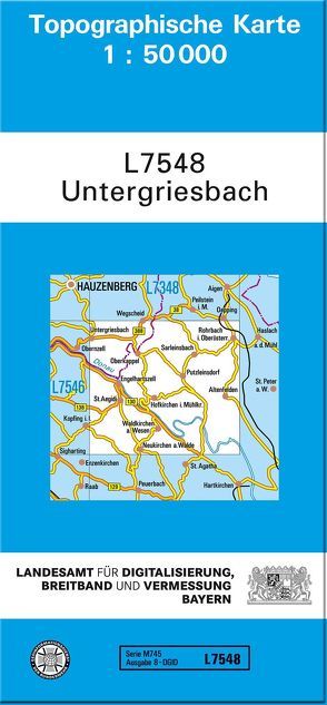 TK50 L7548 Untergriesbach von Landesamt für Digitalisierung,  Breitband und Vermessung,  Bayern