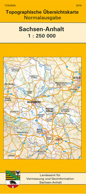 Topographische Übersichtskarte Sachsen-Anhalt 1:250 000