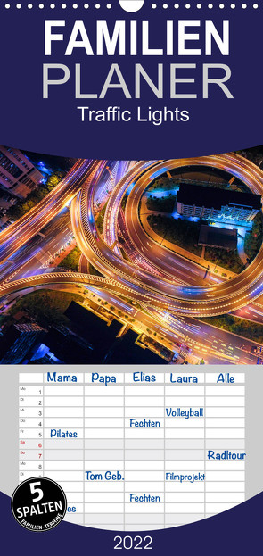 Familienplaner Traffic Lights – Großstadtverkehr der schönsten Metropolen von oben (Wandkalender 2022 , 21 cm x 45 cm, hoch) von Utz,  Renate