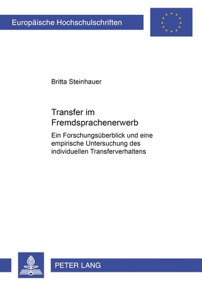 Transfer im Fremdspracherwerb von Steinhauer,  Britta
