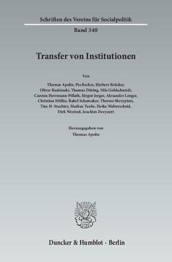 Transfer von Institutionen. von Apolte,  Thomas