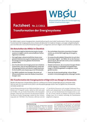 Transformation der Energiesysteme von Wissenschaftlicher Beirat der Bundesregierung Globale Umweltveränderungen,  WBGU
