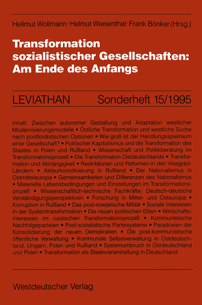 Transformation sozialistischer Gesellschaften: Am Ende des Anfangs von Bönker,  Frank, Wiesenthal,  Helmut, Wollmann,  Hellmut