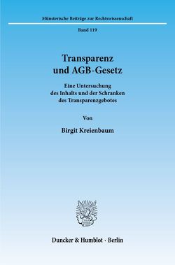 Transparenz und AGB-Gesetz. von Kreienbaum,  Birgit