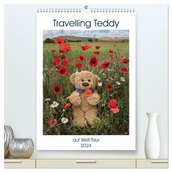 Travelling Teddy auf Welt-Tour (hochwertiger Premium Wandkalender 2024 DIN A2 hoch), Kunstdruck in Hochglanz von Kneidinger,  Christian