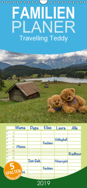 Travelling Teddy – Familienplaner hoch (Wandkalender 2019 , 21 cm x 45 cm, hoch) von C-K-Images