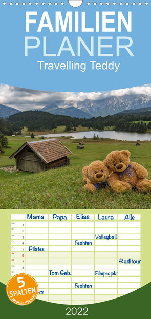 Familienplaner Travelling Teddy (Wandkalender 2022 , 21 cm x 45 cm, hoch) von C-K-Images