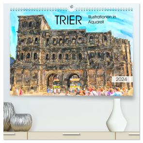Trier – Illustrationen in Aquarell (hochwertiger Premium Wandkalender 2024 DIN A2 quer), Kunstdruck in Hochglanz von Frost,  Anja
