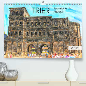 Trier – Illustrationen in Aquarell (Premium, hochwertiger DIN A2 Wandkalender 2022, Kunstdruck in Hochglanz) von Frost,  Anja