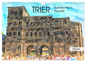 Trier – Illustrationen in Aquarell (Wandkalender 2024 DIN A4 quer), CALVENDO Monatskalender von Frost,  Anja