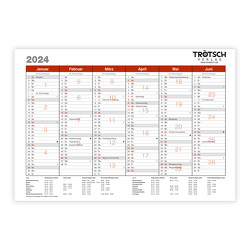Trötsch Wandtafelplaner A4 2024 von Trötsch Verlag GmbH & Co. KG