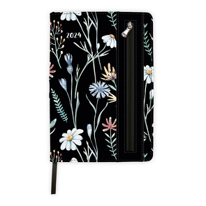 Trötsch Wochenplaner A5 Soft mit Tasche Flowers black 2024 von Trötsch Verlag GmbH & Co. KG