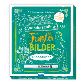 Trötsch Wunderschöne Fensterbilder mit Kreidemarker Mappe mit Vorlagen und Kreidemarker Dinosaurier von Trötsch Verlag GmbH & Co. KG