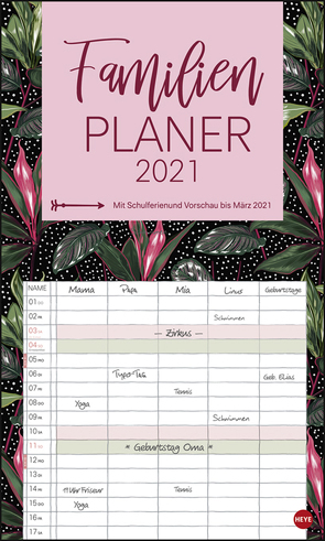 Tropical Leaves Familienplaner XL Kalender 2021 von Heye