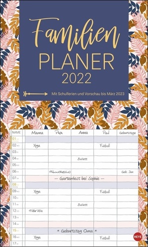 Tropical Leaves Familienplaner XL Kalender 2022 von Heye