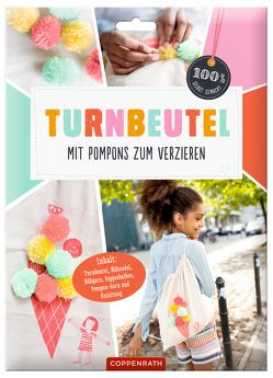 Turnbeutel mit Pompons zum Verzieren