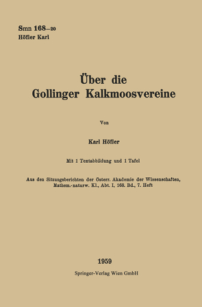 Über die Gollinger Kalkmoosvereine von Höfler,  Karl
