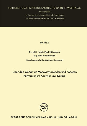 Über den Gehalt an Monovinylacetylen und höheren Polymeren im Acetylen aus Karbid von Hölemann,  Paul